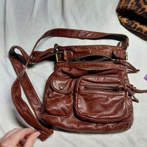 Elegant Brown Leather Crossbody Bag